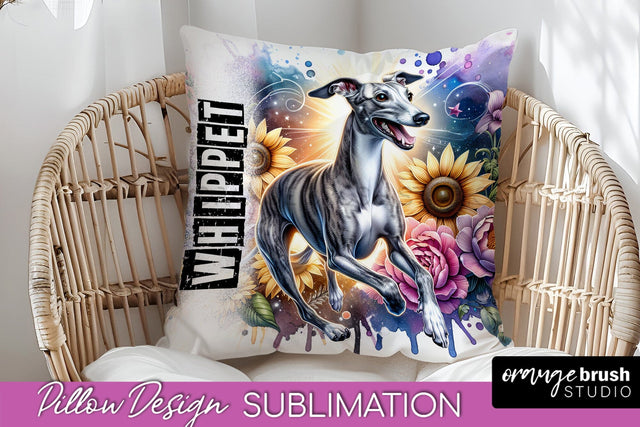 Dog Pillow Cover - Dog Mom Floral Pillow Sublimation Sublimation OrangeBrushStudio 