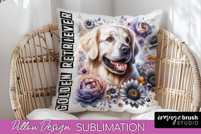 Dog Pillow Cover - Dog Mom Floral Pillow Sublimation Sublimation OrangeBrushStudio 