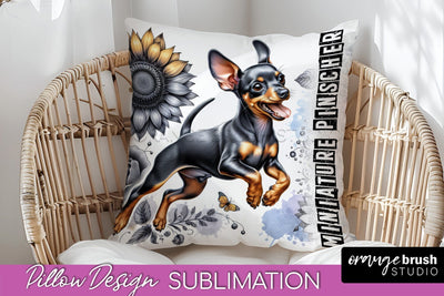 Dog Pillow Cover - Dog Mom Floral Pillow Sublimation Sublimation OrangeBrushStudio 