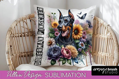 Dog Pillow Cover - Dog Mom Floral Pillow Sublimation Sublimation OrangeBrushStudio 