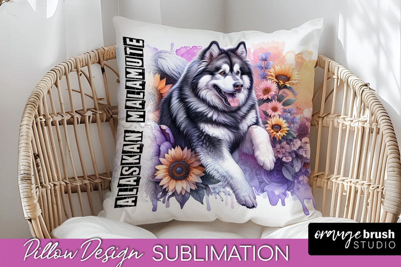 Dog Pillow Cover - Dog Mom Floral Pillow Sublimation Sublimation OrangeBrushStudio 