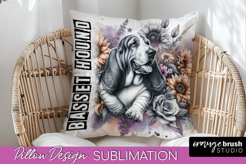 Dog Pillow Cover - Dog Mom Floral Pillow Sublimation Sublimation OrangeBrushStudio 