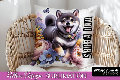 Dog Pillow Cover - Dog Mom Floral Pillow Sublimation Sublimation OrangeBrushStudio 