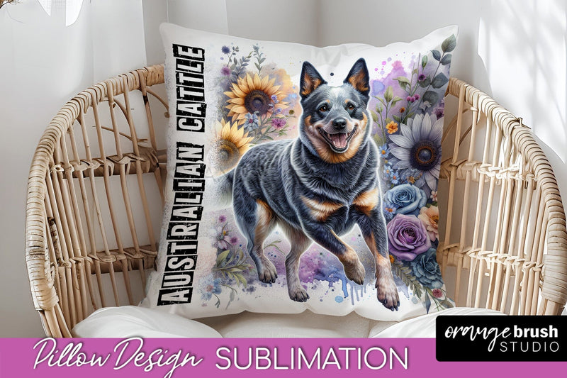 Dog Pillow Cover - Dog Mom Floral Pillow Sublimation Sublimation OrangeBrushStudio 