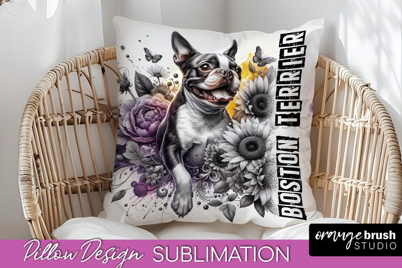 Dog Pillow Cover - Dog Mom Floral Pillow Sublimation Sublimation OrangeBrushStudio 
