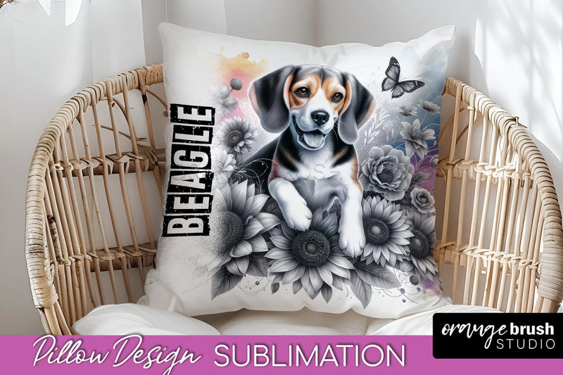 Dog Pillow Cover - Dog Mom Floral Pillow Sublimation Sublimation OrangeBrushStudio 