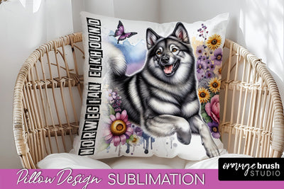 Dog Pillow Cover - Dog Mom Floral Pillow Sublimation Sublimation OrangeBrushStudio 