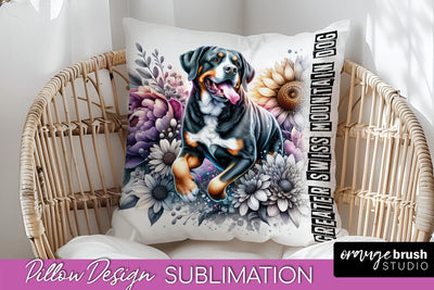 Dog Pillow Cover - Dog Mom Floral Pillow Sublimation Sublimation OrangeBrushStudio 