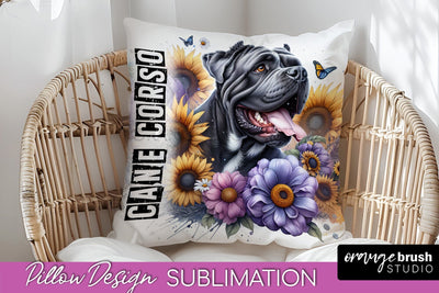 Dog Pillow Cover - Dog Mom Floral Pillow Sublimation Sublimation OrangeBrushStudio 
