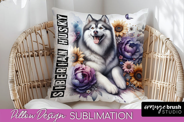 Dog Pillow Cover - Dog Mom Floral Pillow Sublimation Sublimation OrangeBrushStudio 