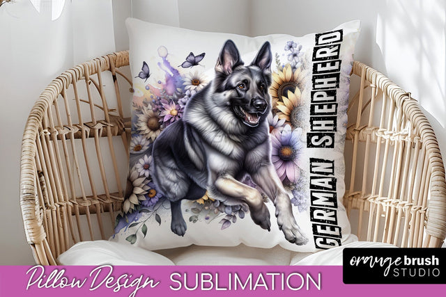 Dog Pillow Cover - Dog Mom Floral Pillow Sublimation Sublimation OrangeBrushStudio 