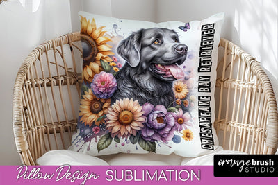 Dog Pillow Cover - Dog Mom Floral Pillow Sublimation Sublimation OrangeBrushStudio 