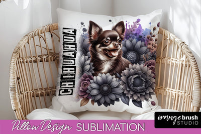 Dog Pillow Cover - Dog Mom Floral Pillow Sublimation Sublimation OrangeBrushStudio 
