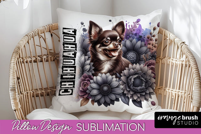 Dog Pillow Cover - Dog Mom Floral Pillow Sublimation Sublimation OrangeBrushStudio 