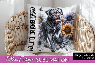 Dog Pillow Cover - Dog Mom Floral Pillow Sublimation Sublimation OrangeBrushStudio 