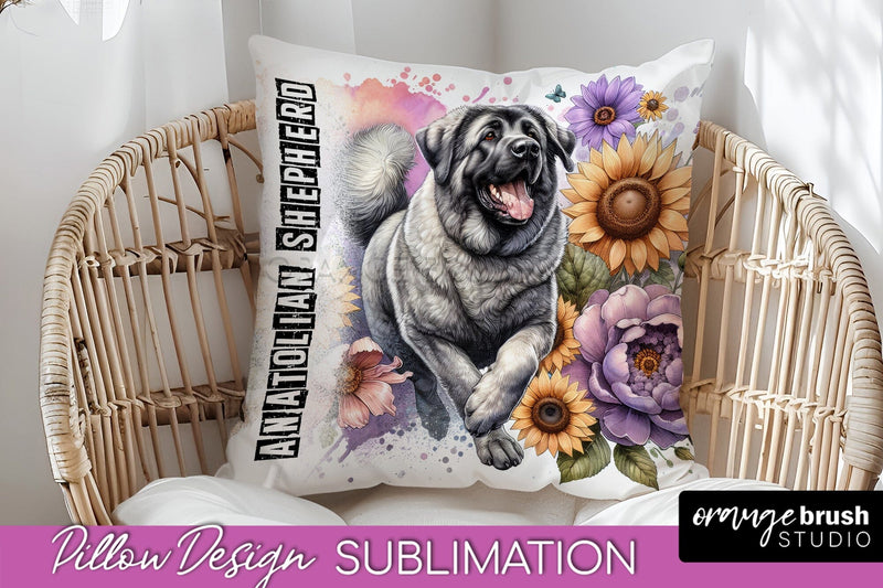 Dog Pillow Cover - Dog Mom Floral Pillow Sublimation Sublimation OrangeBrushStudio 