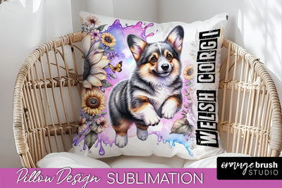 Dog Pillow Cover - Dog Mom Floral Pillow Sublimation Sublimation OrangeBrushStudio 