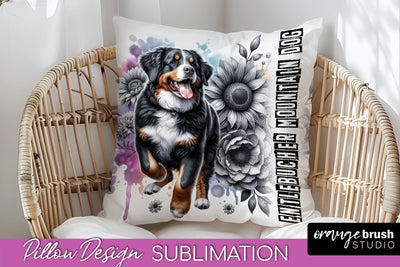 Dog Pillow Cover - Dog Mom Floral Pillow Sublimation Sublimation OrangeBrushStudio 