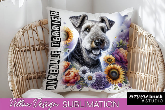 Dog Pillow Cover - Dog Mom Floral Pillow Sublimation Sublimation OrangeBrushStudio 
