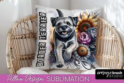 Dog Pillow Cover - Dog Mom Floral Pillow Sublimation Sublimation OrangeBrushStudio 