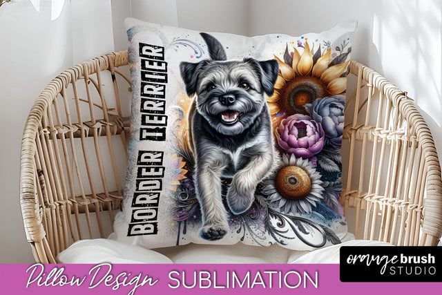 Dog Pillow Cover - Dog Mom Floral Pillow Sublimation Sublimation OrangeBrushStudio 