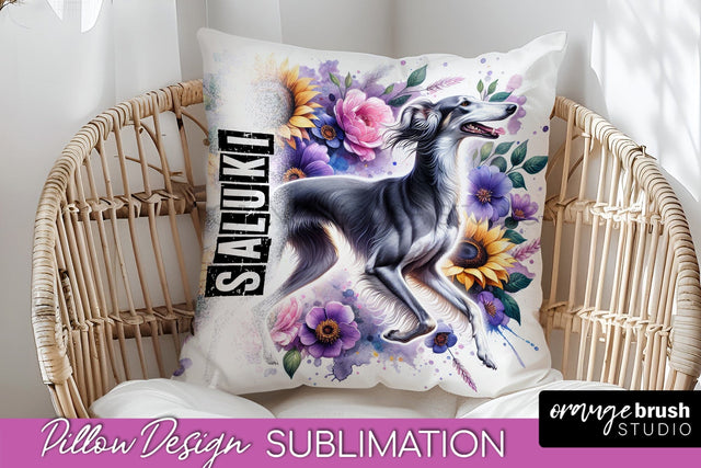 Dog Pillow Cover - Dog Mom Floral Pillow Sublimation Sublimation OrangeBrushStudio 