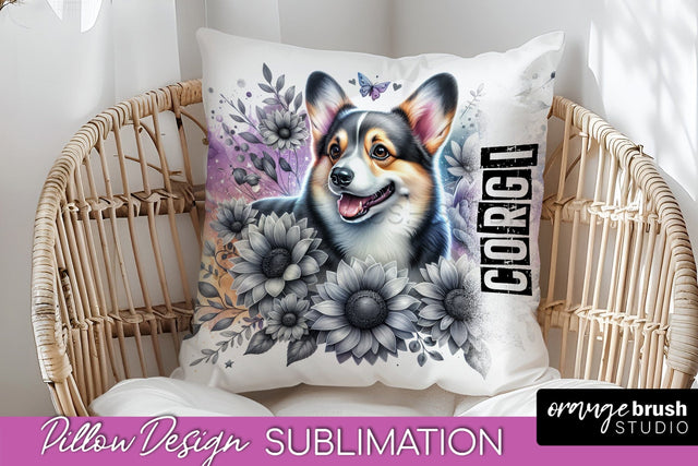 Dog Pillow Cover - Dog Mom Floral Pillow Sublimation Sublimation OrangeBrushStudio 