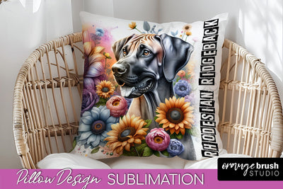 Dog Pillow Cover - Dog Mom Floral Pillow Sublimation Sublimation OrangeBrushStudio 