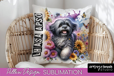 Dog Pillow Cover - Dog Mom Floral Pillow Sublimation Sublimation OrangeBrushStudio 