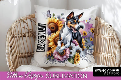 Dog Pillow Cover - Dog Mom Floral Pillow Sublimation Sublimation OrangeBrushStudio 