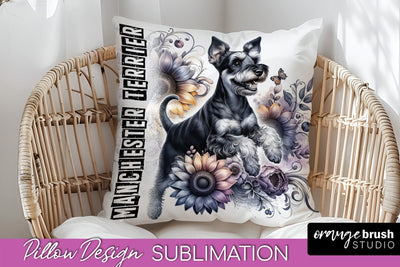 Dog Pillow Cover - Dog Mom Floral Pillow Sublimation Sublimation OrangeBrushStudio 