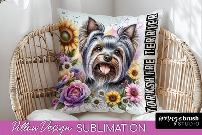 Dog Pillow Cover - Dog Mom Floral Pillow Sublimation Sublimation OrangeBrushStudio 