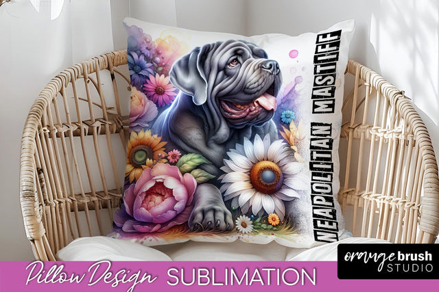 Dog Pillow Cover - Dog Mom Floral Pillow Sublimation Sublimation OrangeBrushStudio 