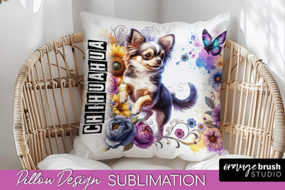 Dog Pillow Cover - Dog Mom Floral Pillow Sublimation Sublimation OrangeBrushStudio 