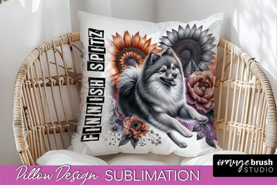 Dog Pillow Cover - Dog Mom Floral Pillow Sublimation Sublimation OrangeBrushStudio 