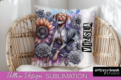Dog Pillow Cover - Dog Mom Floral Pillow Sublimation Sublimation OrangeBrushStudio 