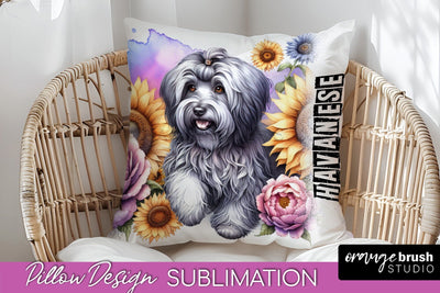 Dog Pillow Cover - Dog Mom Floral Pillow Sublimation Sublimation OrangeBrushStudio 