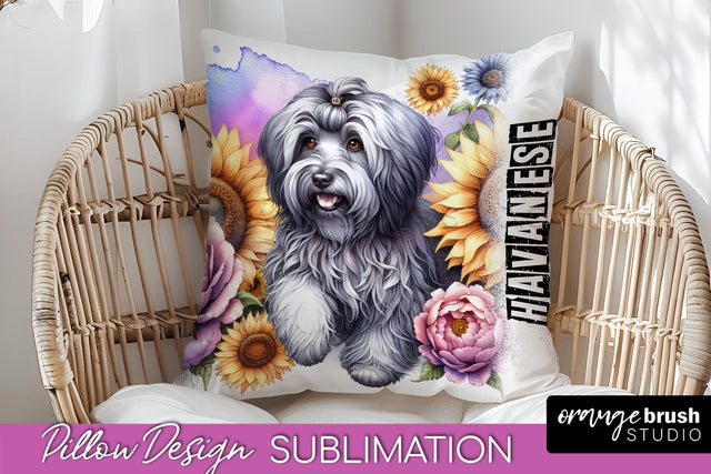 Dog Pillow Cover - Dog Mom Floral Pillow Sublimation Sublimation OrangeBrushStudio 