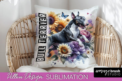 Dog Pillow Cover - Dog Mom Floral Pillow Sublimation Sublimation OrangeBrushStudio 