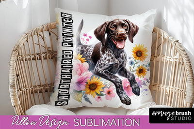 Dog Pillow Cover - Dog Mom Floral Pillow Sublimation Sublimation OrangeBrushStudio 