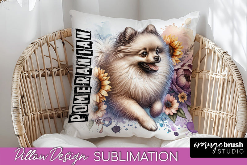 Dog Pillow Cover - Dog Mom Floral Pillow Sublimation Sublimation OrangeBrushStudio 