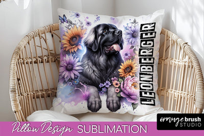 Dog Pillow Cover - Dog Mom Floral Pillow Sublimation Sublimation OrangeBrushStudio 