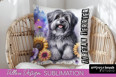 Dog Pillow Cover - Dog Mom Floral Pillow Sublimation Sublimation OrangeBrushStudio 