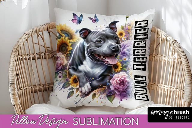 Dog Pillow Cover - Dog Mom Floral Pillow Sublimation Sublimation OrangeBrushStudio 