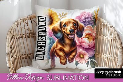 Dog Pillow Cover - Dog Mom Floral Pillow Sublimation Sublimation OrangeBrushStudio 