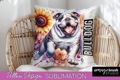 Dog Pillow Cover - Dog Mom Floral Pillow Sublimation Sublimation OrangeBrushStudio 