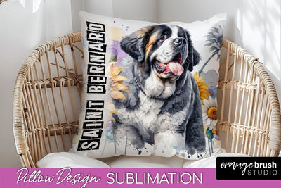 Dog Pillow Cover - Dog Mom Floral Pillow Sublimation Sublimation OrangeBrushStudio 