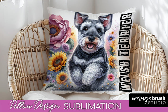 Dog Pillow Cover - Dog Mom Floral Pillow Sublimation Sublimation OrangeBrushStudio 