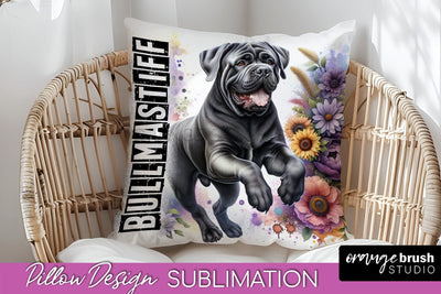 Dog Pillow Cover - Dog Mom Floral Pillow Sublimation Sublimation OrangeBrushStudio 