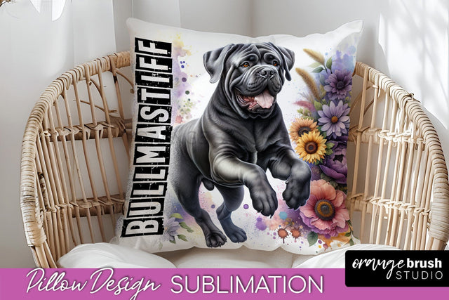 Dog Pillow Cover - Dog Mom Floral Pillow Sublimation Sublimation OrangeBrushStudio 